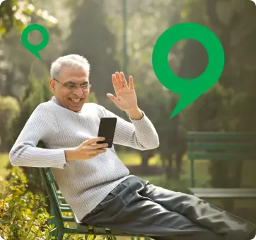 Person using a smartphone while walking outdoors