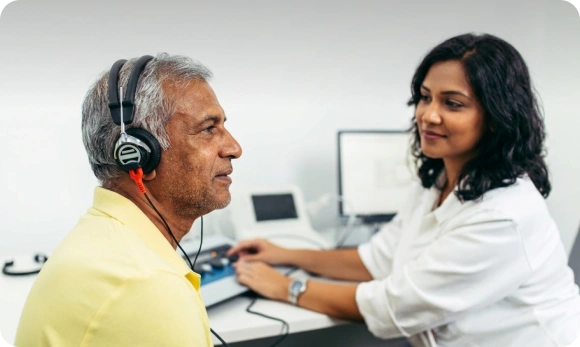 Patient consultation with an audiologist