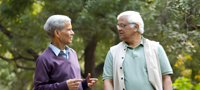 People conversing in a social setting