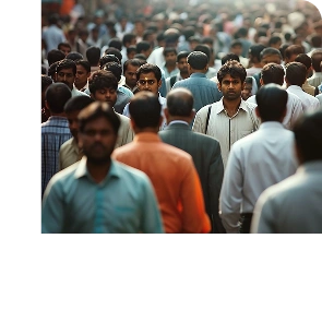 Busy city street with people walking